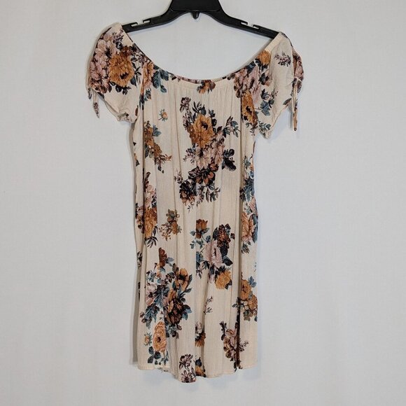 RUE 21 Beige/Yellow Gold, Short Sleeve Boho Peasant Straight Mini Dress; Size S - Picture 1 of 5